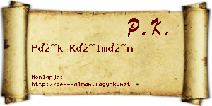 Pék Kálmán névjegykártya